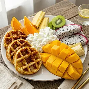 Chiang Mai Breakfast Waffle Fruit and Cream